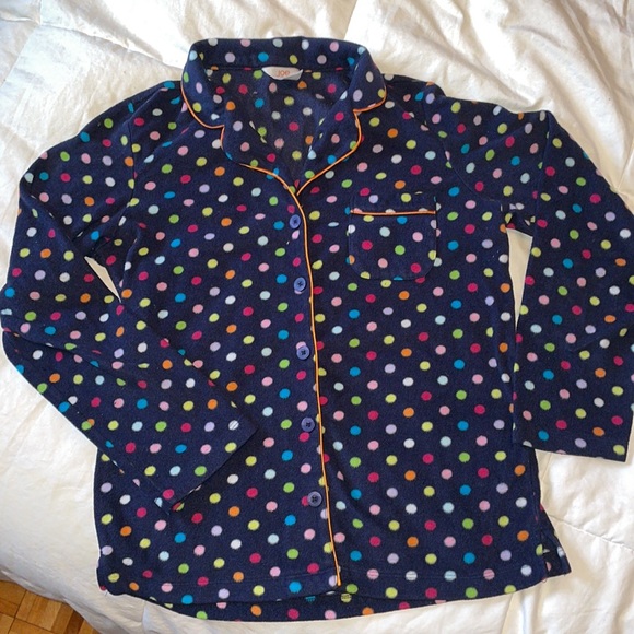JOE FRESH | 2 pieces navy blue with color dots FLEECE Pyjama SET | size S - Picture 2 of 5